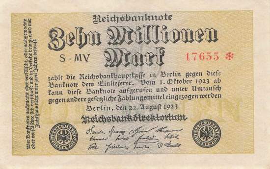10 Millionen Mark 1923